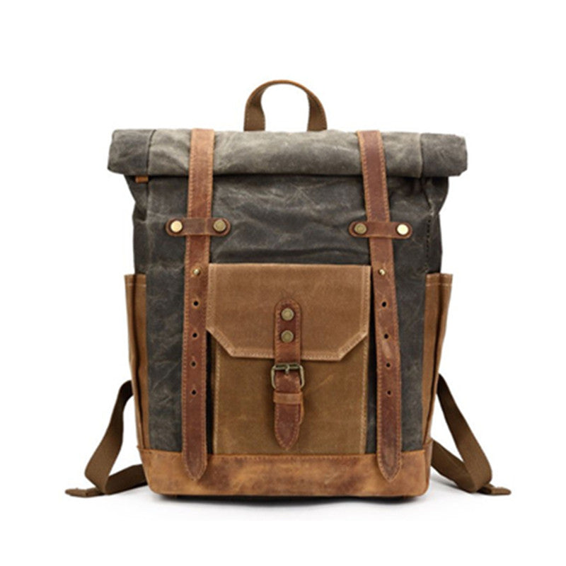 canvas leather backpack rucksack The Heritage waterproof(splash and small raindrops) and not easily deformed Waxed Canvas Backpack - 80L