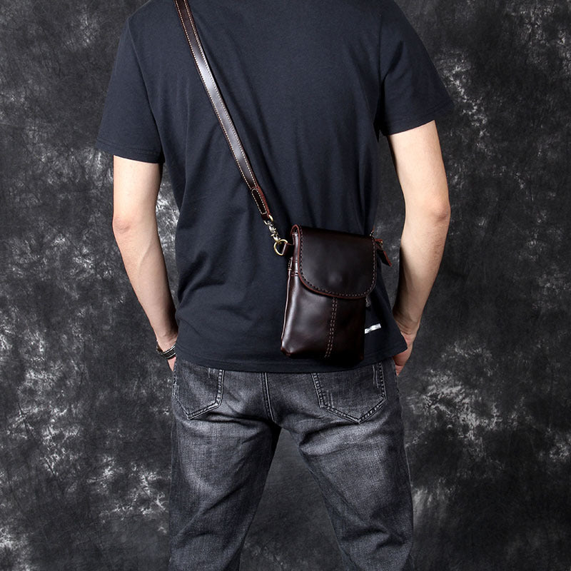 Crazy Horse Leather Messenger Bag Retro Shoulder Bag Mens Casual Crossbody Bag