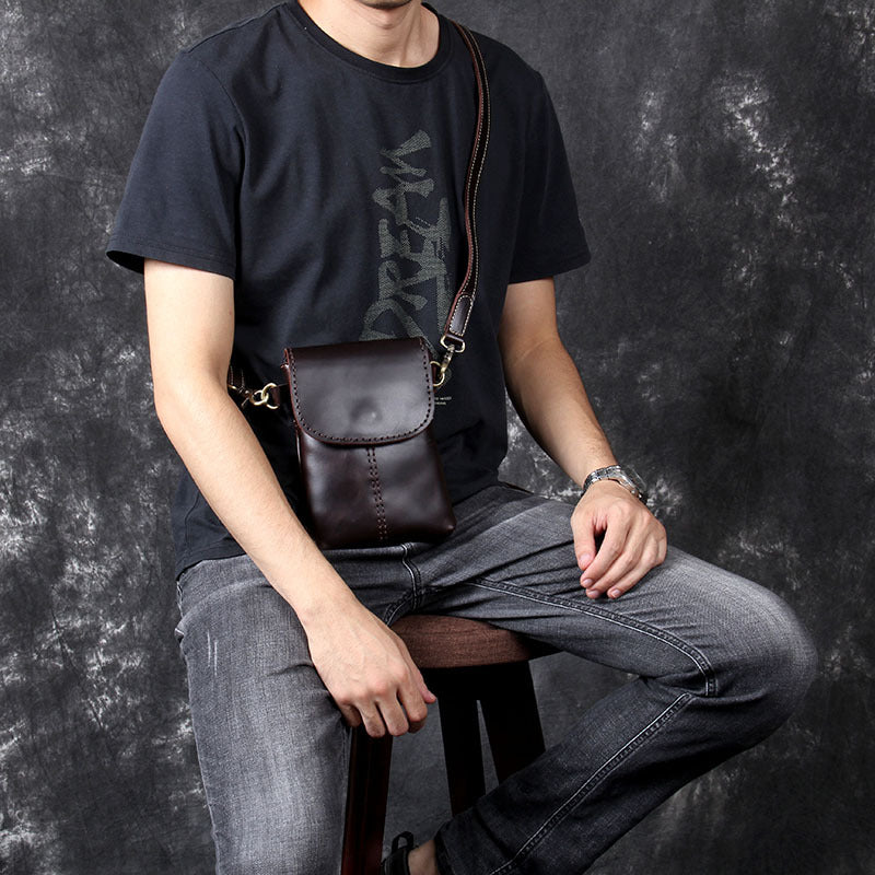Crazy Horse Leather Messenger Bag Retro Shoulder Bag Mens Casual Crossbody Bag