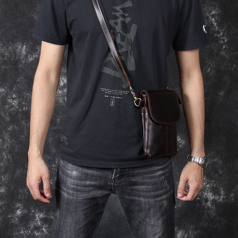Crazy Horse Leather Messenger Bag Retro Shoulder Bag Mens Casual Crossbody Bag