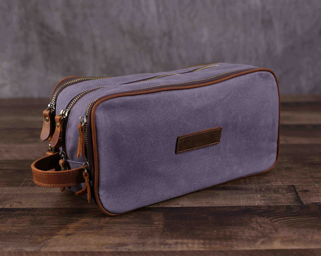 Groomsmen Gift Canvas Toiletry Bag Waxed Canvas Dopp Kit Shaving Kit Bag