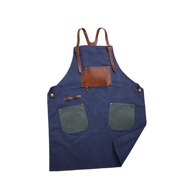Waxed Canvas and Leather Apron Craftsman's Apron Barista's Apron with Pockets WQ01 - Unihandmade