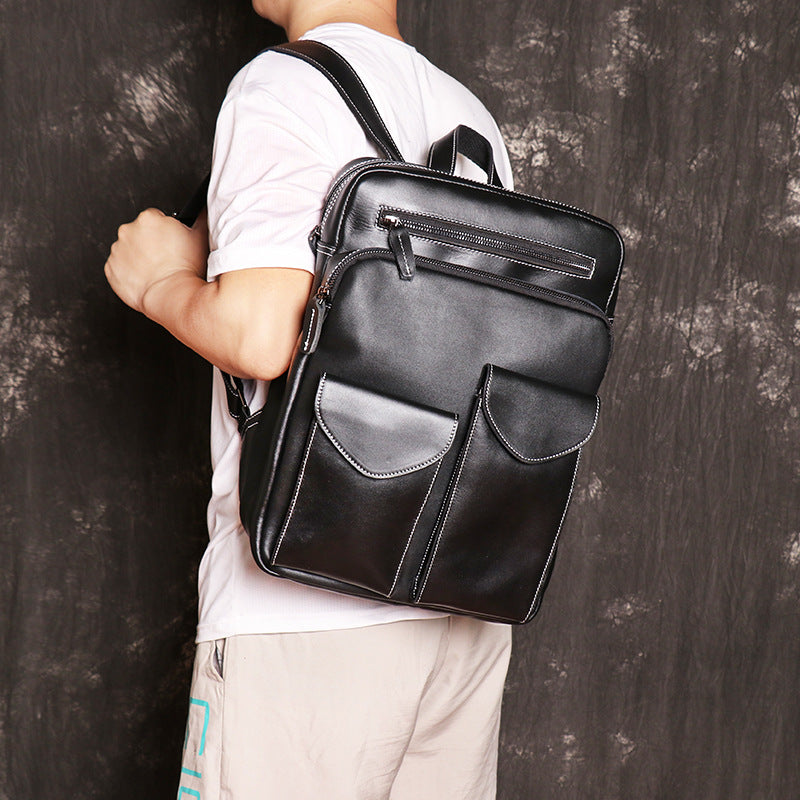 black leather backpack for school Backpack Men Full Grain Handmade Leather Backpack Cool Backpacks