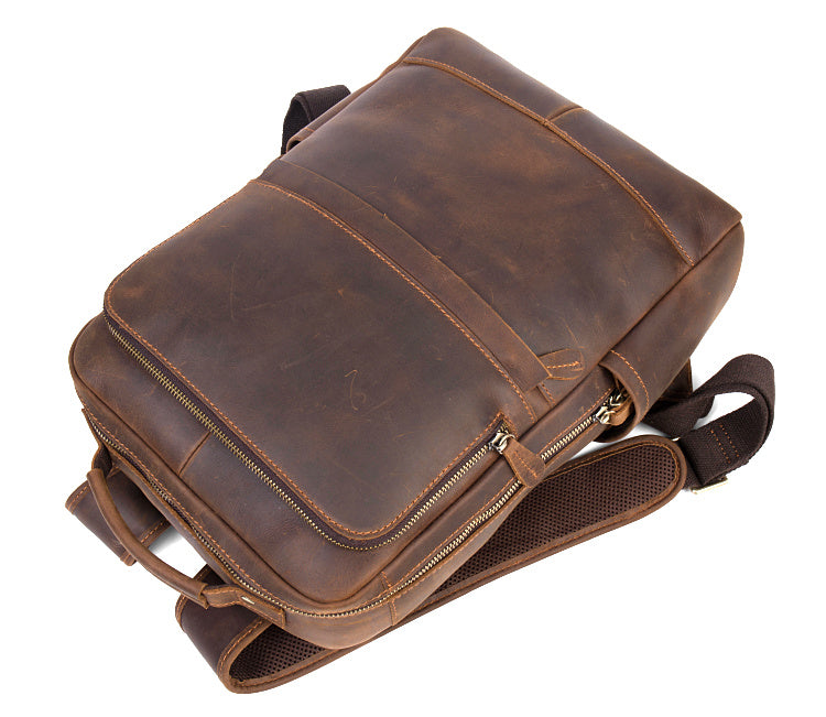 Handmade Crazy Horse Leather Backpack Laptop Backpack Travel Backpack