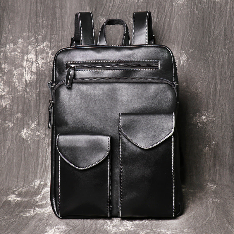 Black Leather Backpack for Men  Handmade Genuine Black Leather