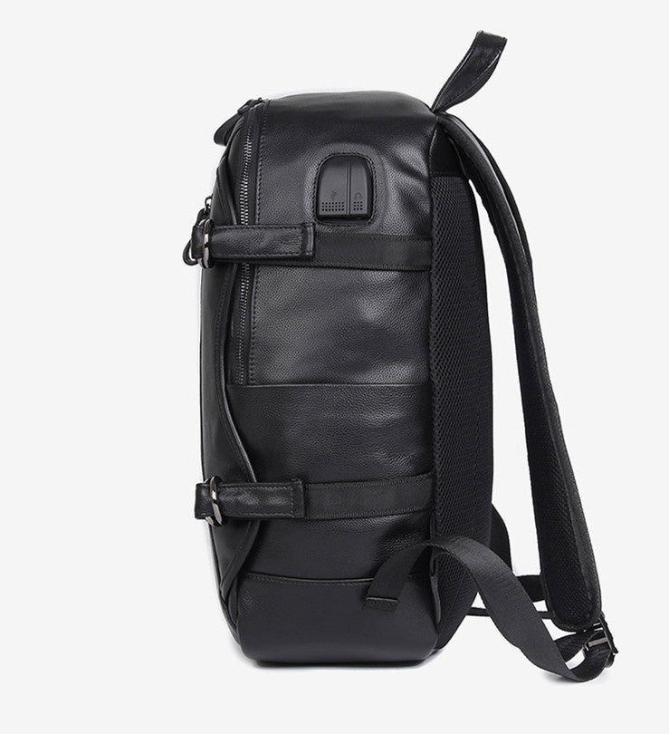Fashion Backpack Handmade Leather Backpack with USB charge School Backpack Men Backpack - Unihandmade