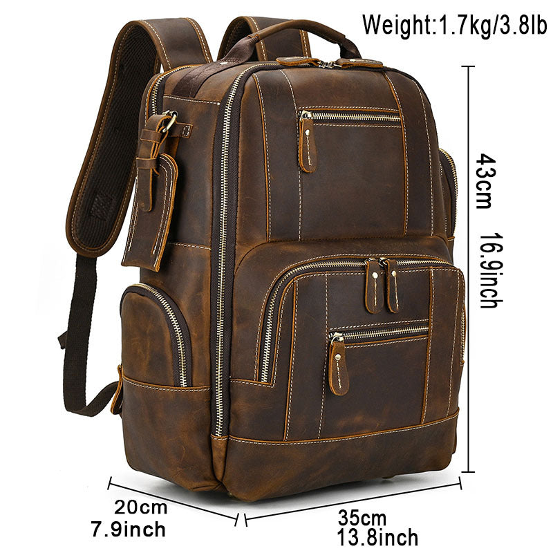 Leather Backpack 15.6" Laptop Backpack Travel Weekend Daypack Rucksack