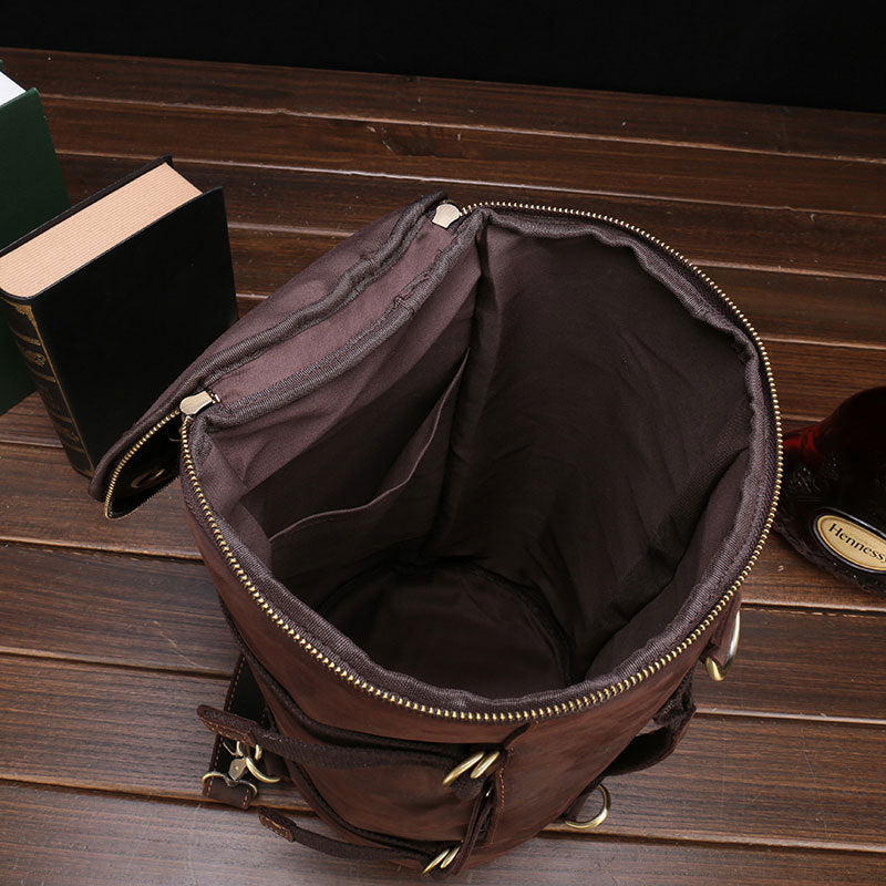 Handmade Vintage Leather Backpack Travel Backpack Messenger Bag Sling Bag
