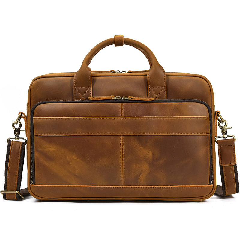 Crazy Horse Leather Men's Briefcase Business Bag Messenger Bag