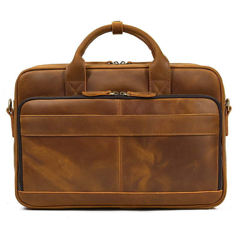 Crazy Horse Leather Men's Briefcase Business Bag Messenger Bag