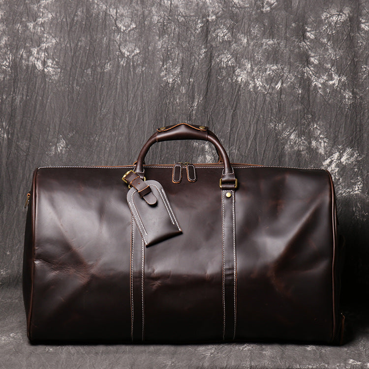 Personalized Full Grain Leather Travel Bag with shoe Pouch Weekend Bag Duffel Bag Leather Duffle with shoe Compartment