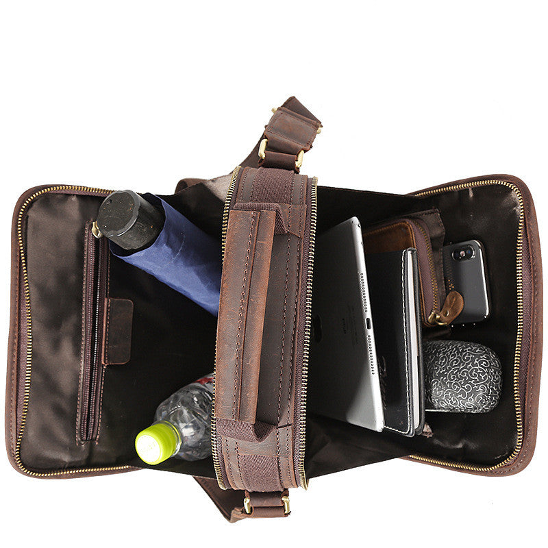 Handmade Leather Messenger Bag Crossbody Bag Men Shoulder Bag 1125 - Unihandmade