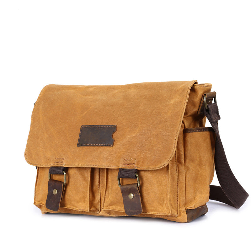 Waterproof Canvas Satchel, Men's Messenger Bag, Vintage Canvas Shoulder Bag