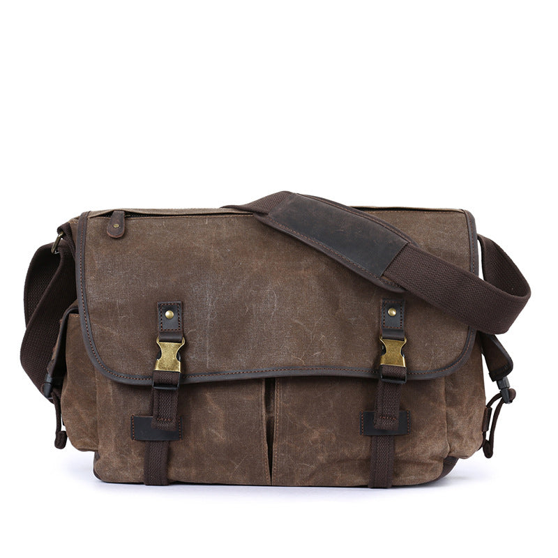 Waterproof Canvas Satchel,  Men's Messenger Bag, Vintage Canvas Shoulder Bag  YD5355 - Unihandmade