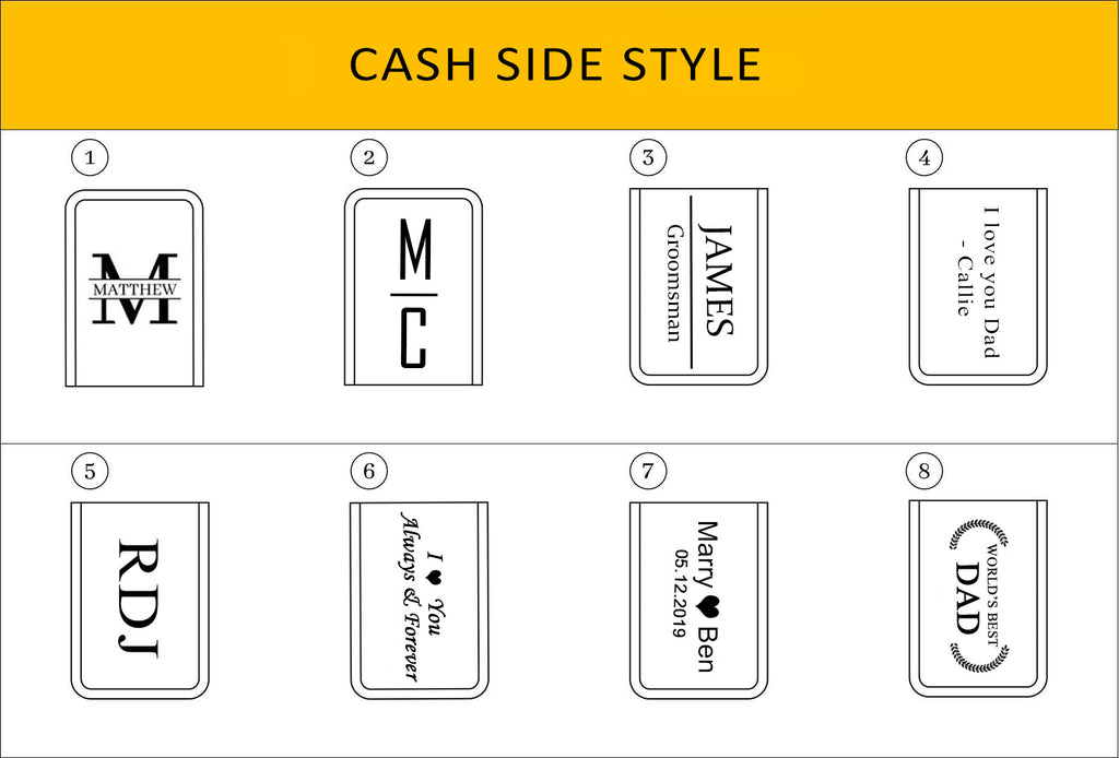 Personalized Wedding Gift RFID Blocking Leather Money Clip