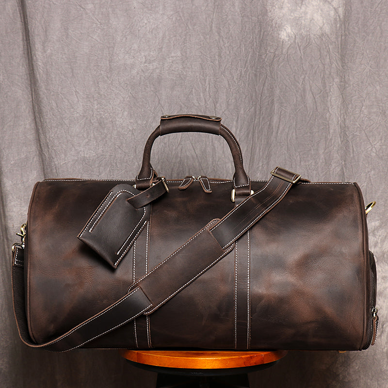 Premium Leather Duffel Bag for Men with Shoe Compartment - Groovy