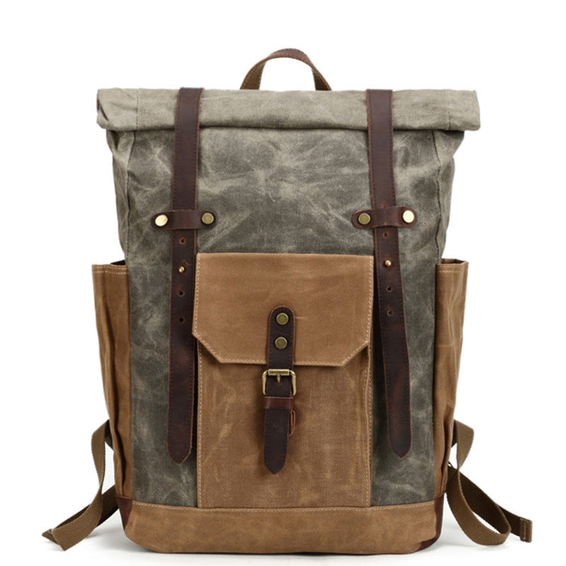 Full Grain Leather with Canvas Backpack Designer Backpacks Casual Scho –  Unihandmade