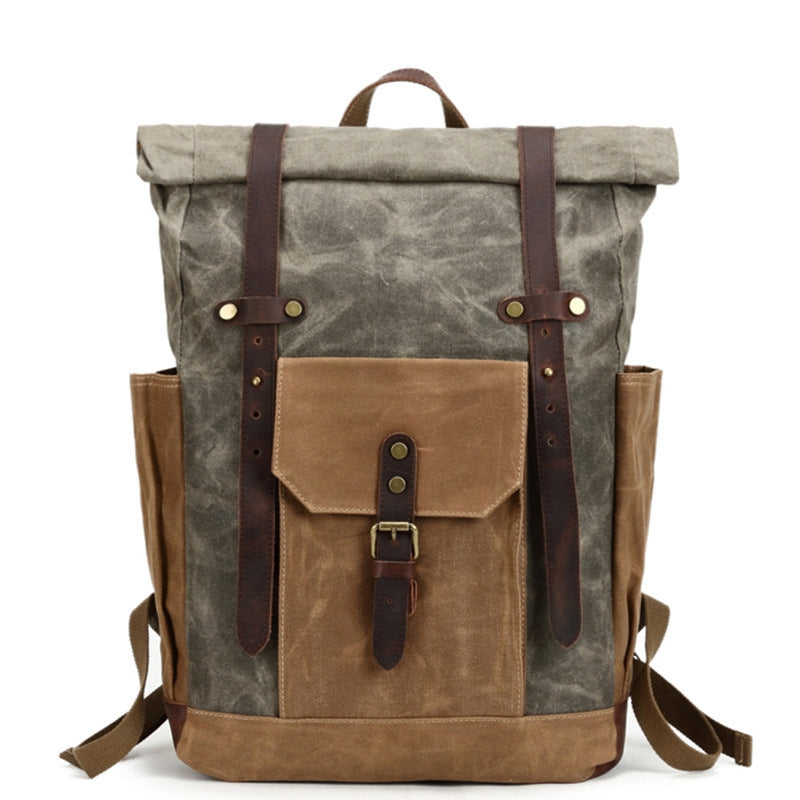 Waxed Canvas Backpack Rucksack Travel Backpack 8808 - Unihandmade