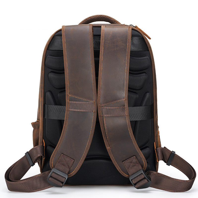 Full Grain Leather Backpack with USB Port Large Capacity Laptop Backpack School Backpack