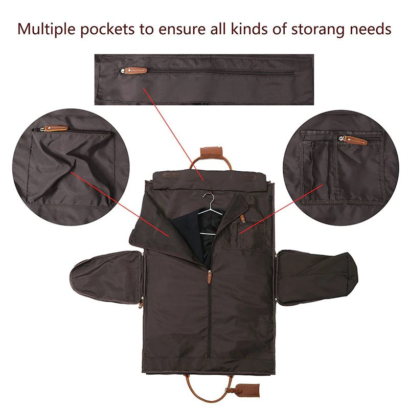 Full Grain Leather Garment Bag Duffle Bag with Shoe Compartment Mens C –  Unihandmade