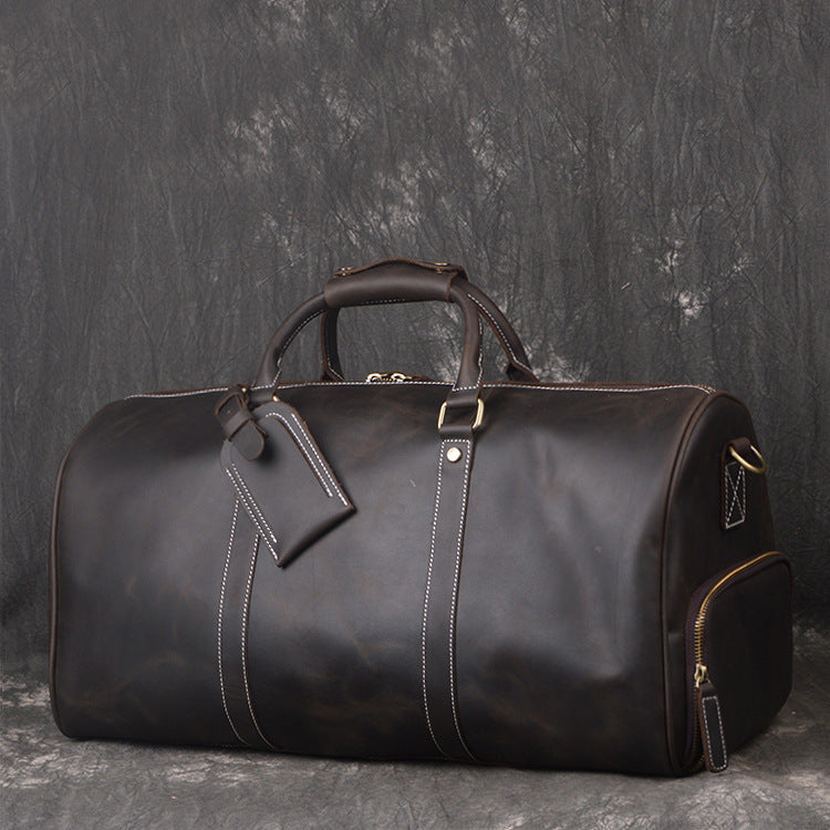 Personalized Full Grain Leather Duffle Bag with shoe Compartment