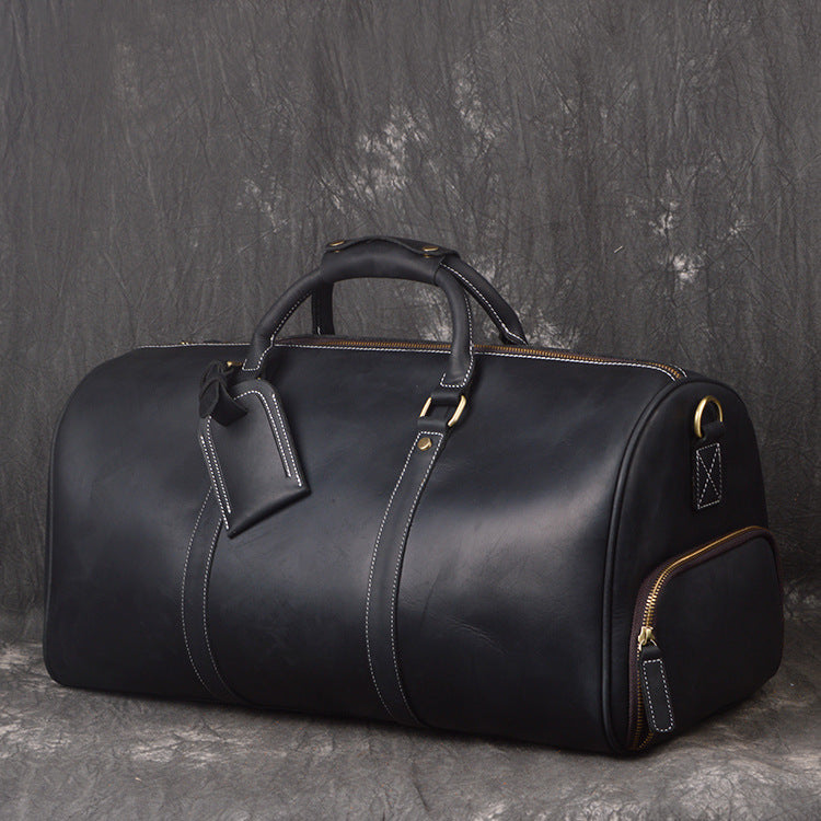 Personalized Full Grain Leather Duffle Bag with shoe Compartment