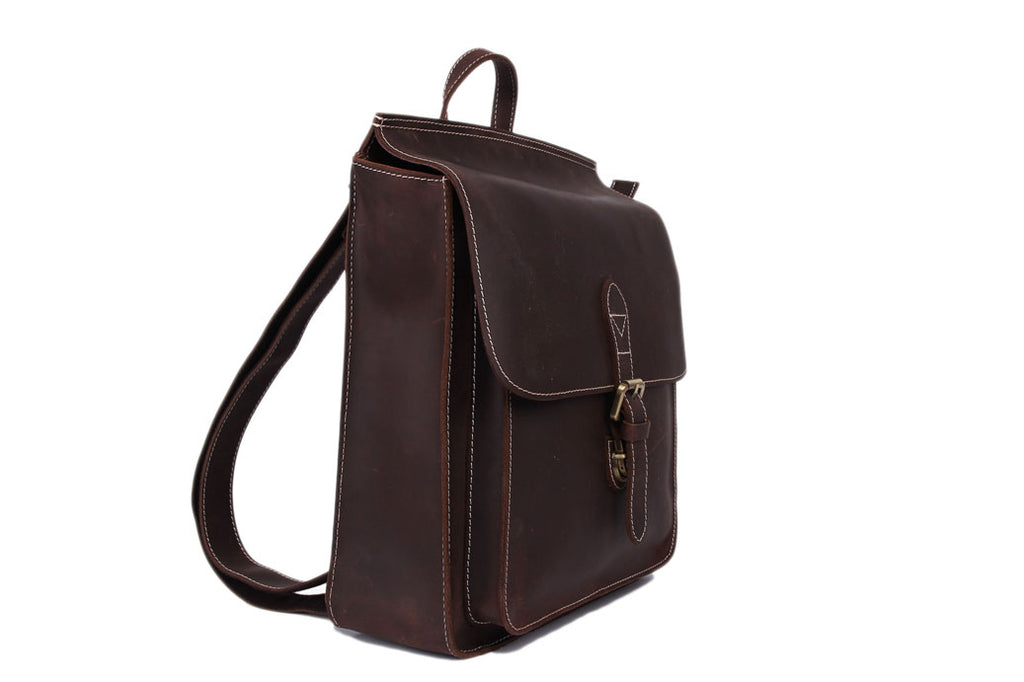 Handmade Men Backpack Leather School Backpack College Backpack 6963 - Unihandmade