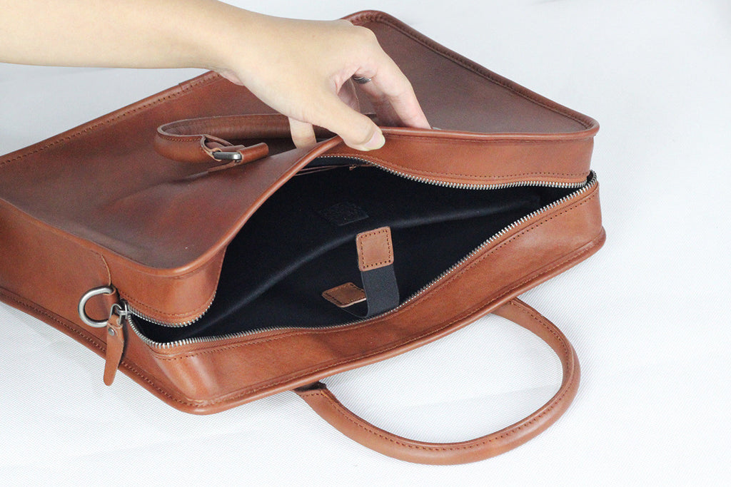 Handmade Full Grain Leather Cross Body Bag Laptop Bag for 13 Mac F65 - Unihandmade
