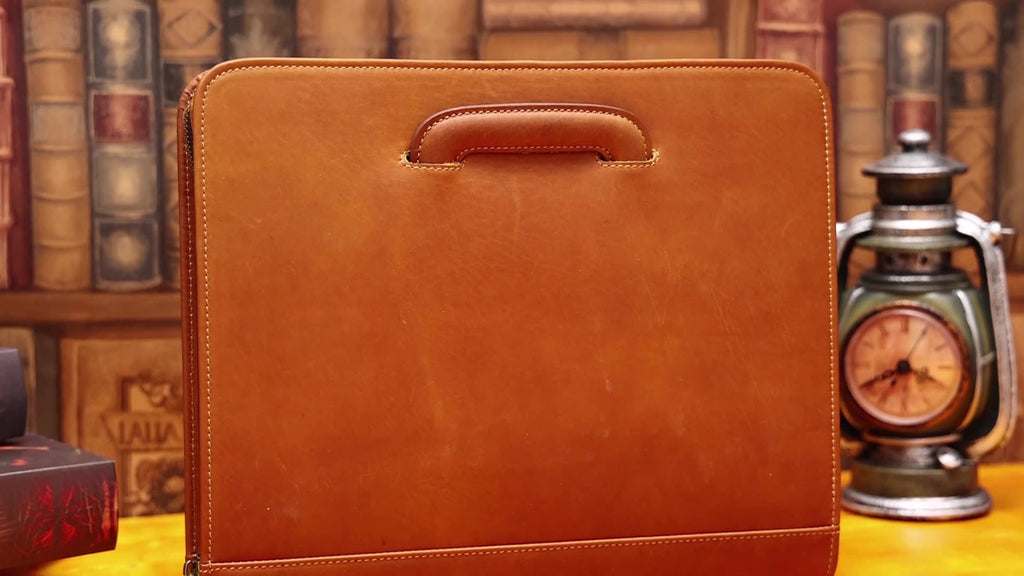 13.3"  Leather Laptop Bag, Leather Portfolio Binder for Men