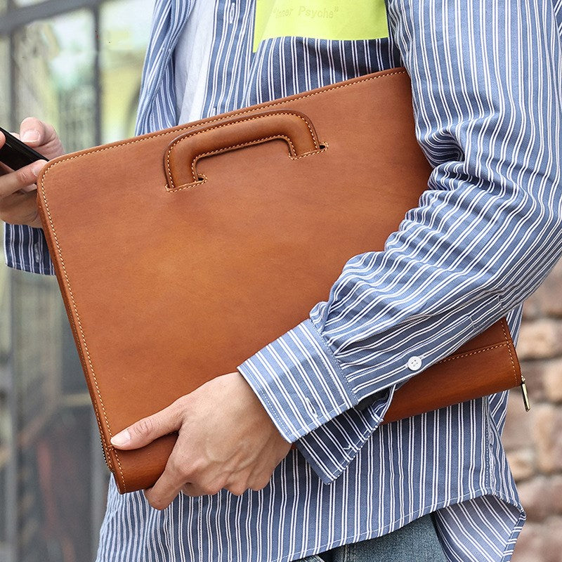 13.3"  Leather Laptop Bag, Leather Portfolio Binder for Men