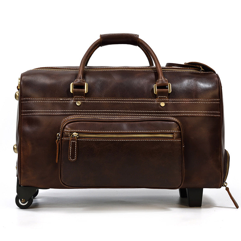 Mens Leather Duffle Bag on Wheels