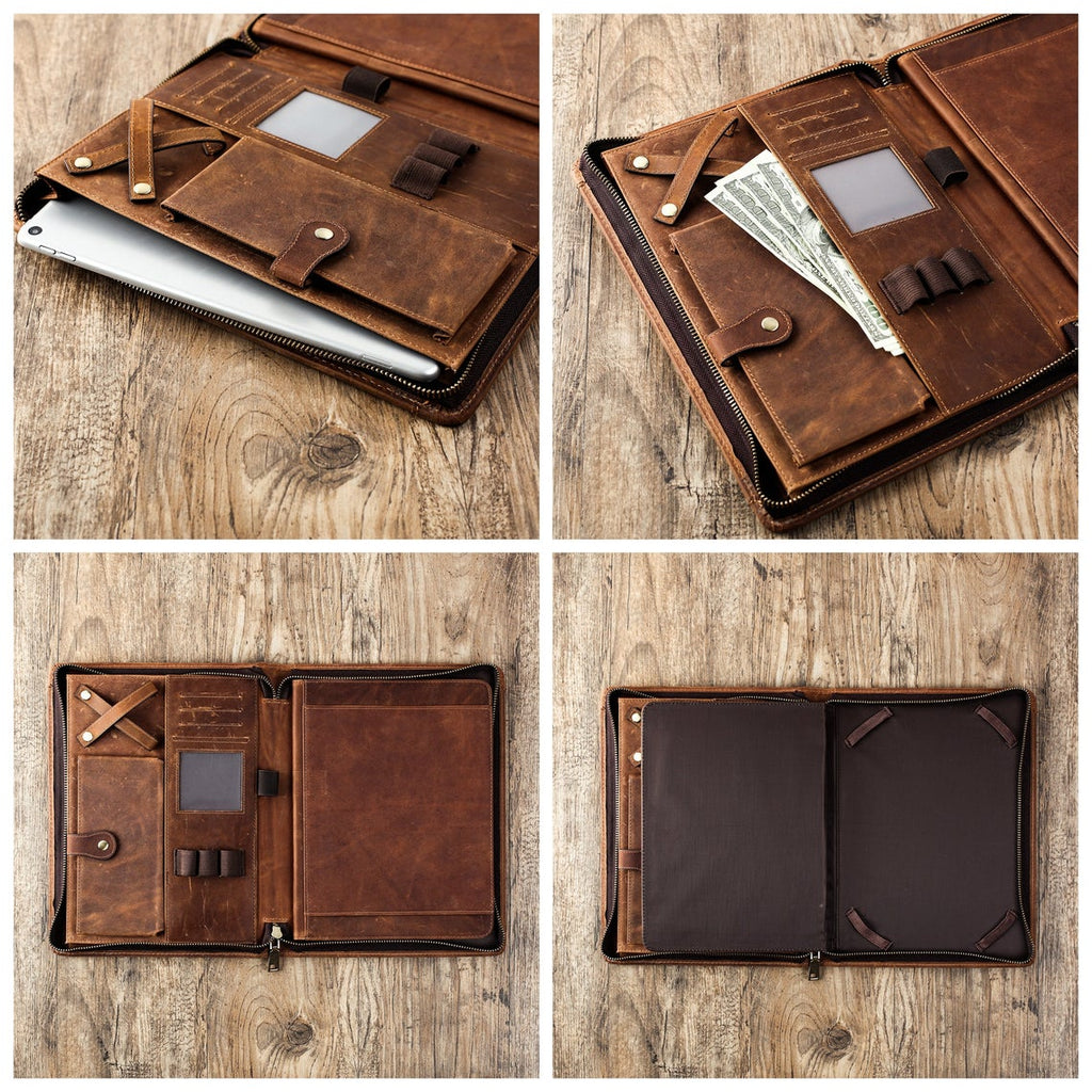 Full Grain Leather Portfolio IPad Case, Leather Case Folder