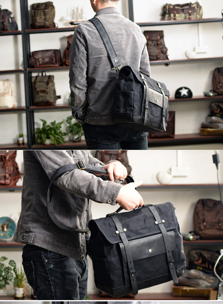 Personalized Motorcycle Bag Waxed Canvas Leather Saddle Bag – Unihandmade