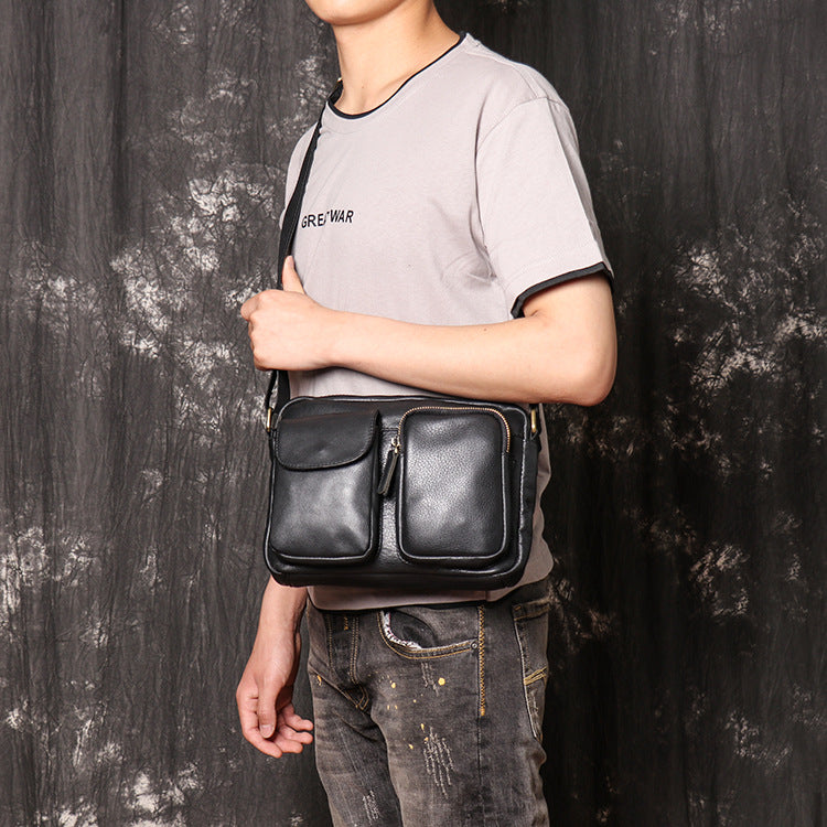 Crazy Horse Leather Messenger Bag Men Shoulder Bag Retro Crossbody Bag –  ROCKCOWLEATHERSTUDIO