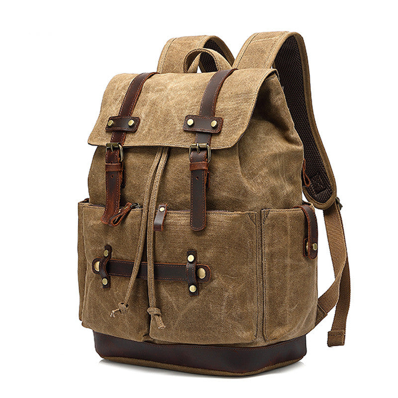 Personalized Waxed Canvas Backpack Travel Backpack Hiking Rucksack College  Backpack