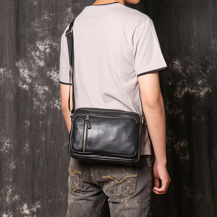 Full Grain Leather Shoulder Bag  Messenger Bag Casual Crossbody Bag