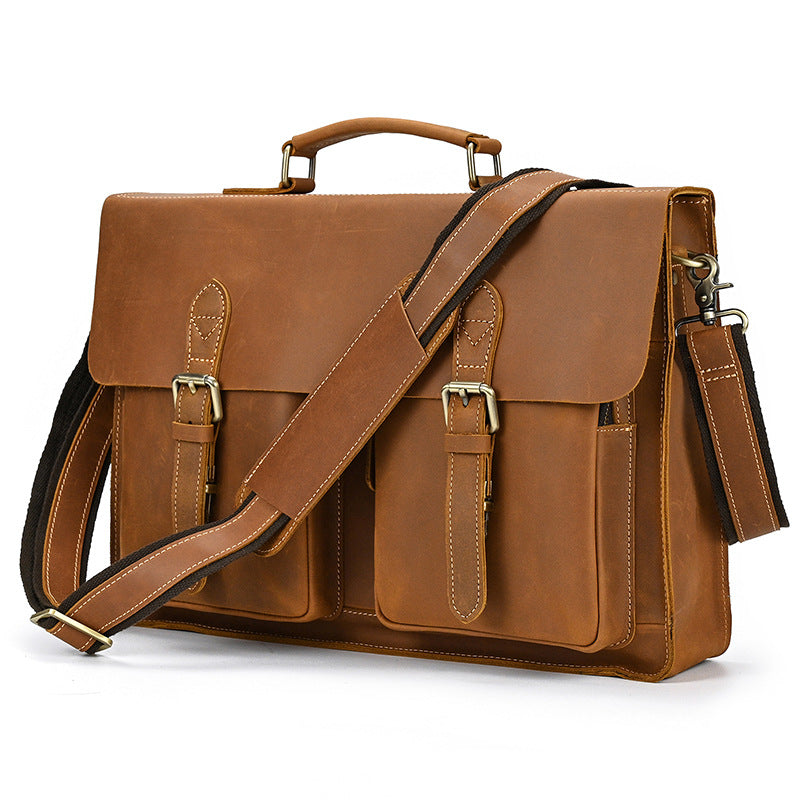 Custom Made Vintage Style Briefcase Bag Office Bag Men Full Grain