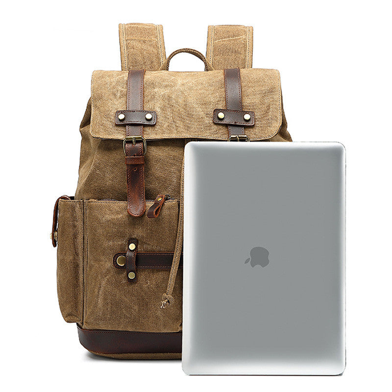 Waxed Canvas Hiking Backpack Waterproof Laptop Backpack School Rucksack