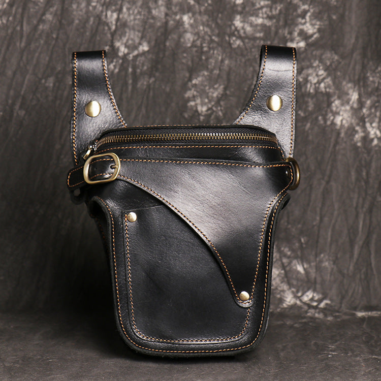 Full Grain Leather Waist Bag Casual Waist Pack Vintage Leather