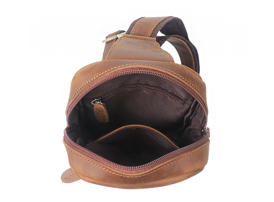 Full Grain Leather Sling Bag Vintage Leather Chest Bag Retro Messenger –  Unihandmade