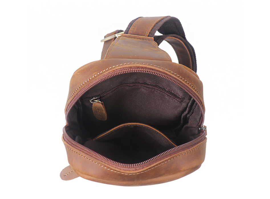 Full Grain Leather Sling Bag Handcrafted Chest Bag Retro Fanny Pack