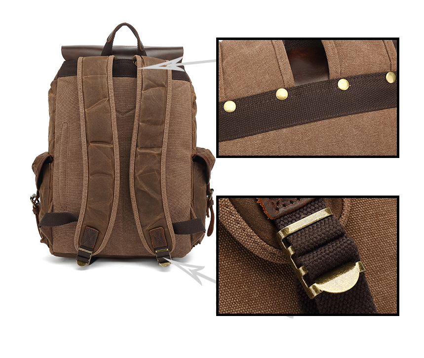 Canvas Backpack Casual Canvas Travel Backpack Men's School Backpack Ha –  ROCKCOWLEATHERSTUDIO