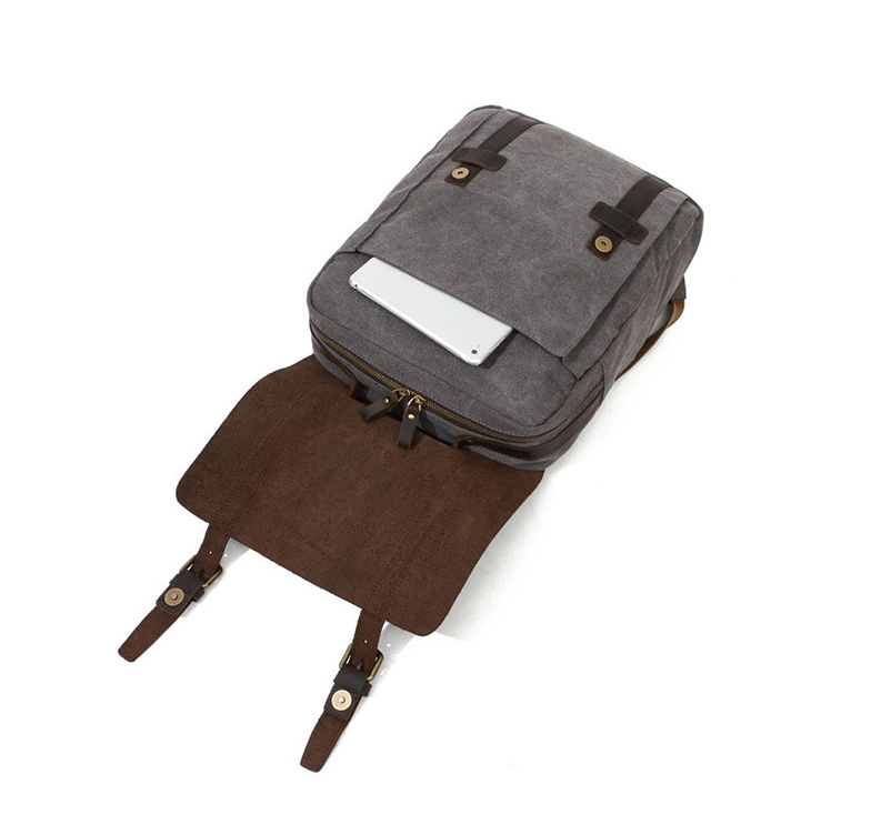 Full Grain Leather with Canvas Backpack Designer Backpacks Casual School Backpack