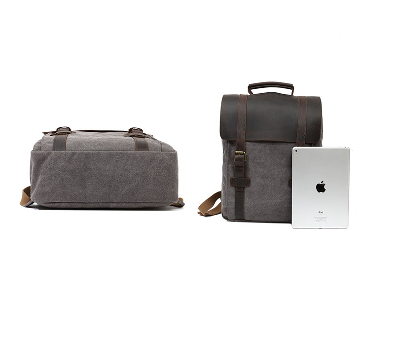 Full Grain Leather with Canvas Backpack Designer Backpacks Casual School Backpack