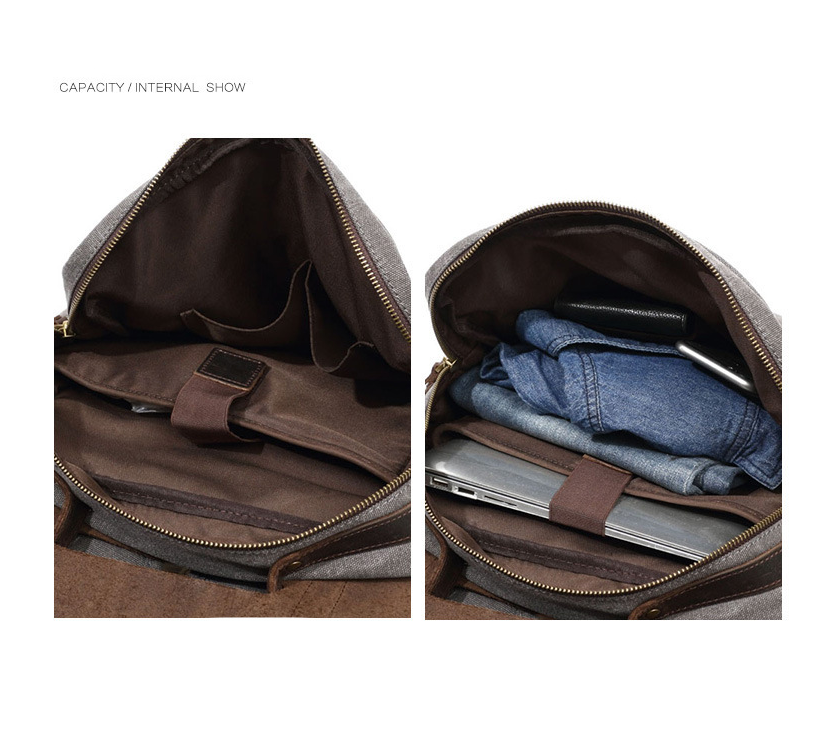 Full Grain Leather with Canvas Backpack Designer Backpacks Casual School Backpack