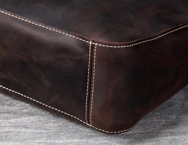 Full Grain Leather Tote Bag Men Leather Shoulder Bag Vintage Leather Handbags