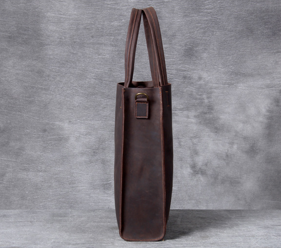 Crazy Horse Leather Messenger Bag Mens Vintage Leather Tote Bag 14'' Laptop Messenger Bag