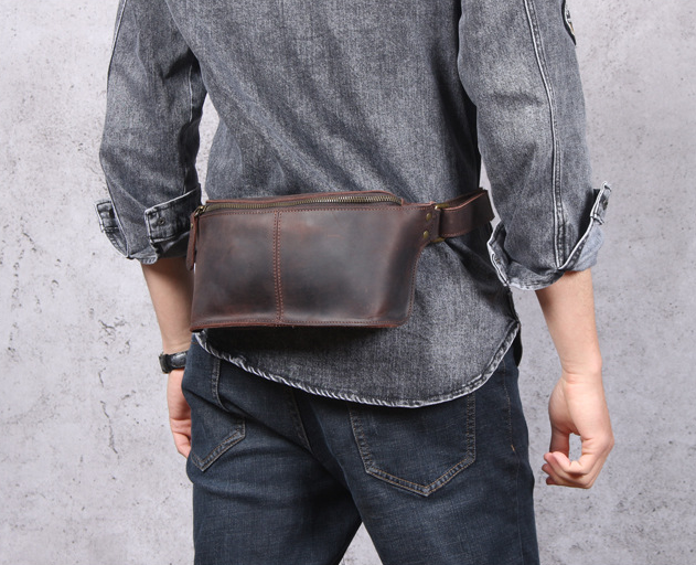 Full Grain Leather Sling Bag Retro Chest Bag Mens Shoulder Crossbody B –  Unihandmade