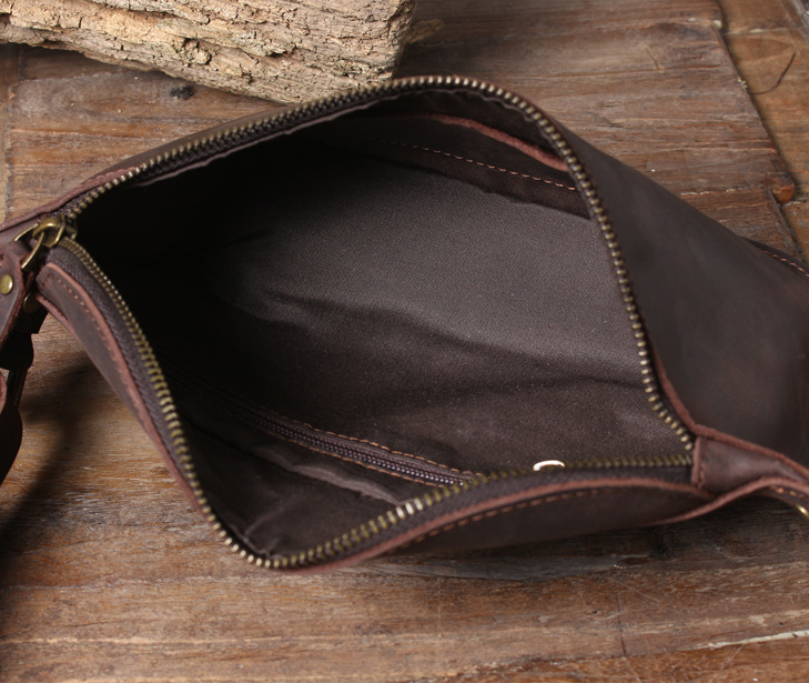 Full Grain Leather Sling Bag Vintage Leather Chest Bag Retro Messenger –  Unihandmade