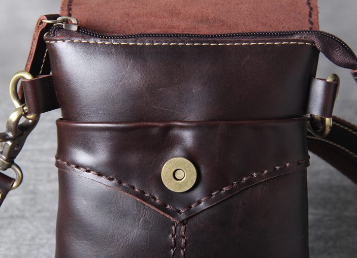 Crazy Horse Leather Messenger Bag Retro Shoulder Bag Mens Casual Crossbody Bag